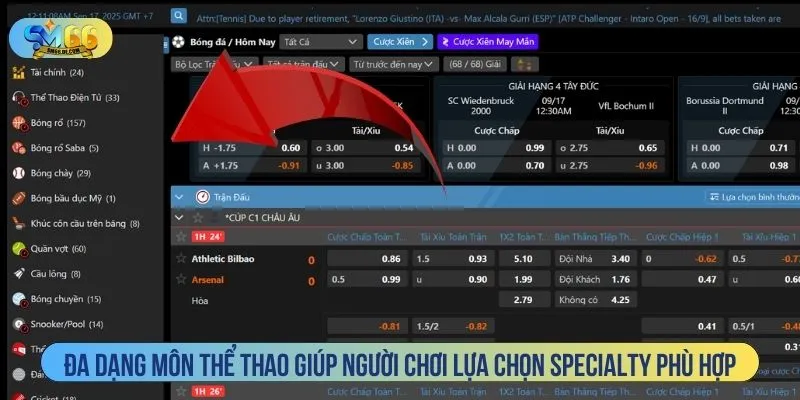Đa dạng môn thể thao giúp người chơi lựa chọn specialty phù hợp