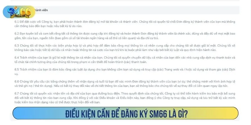 Điều kiện cần để đăng ký SM66 là gì?