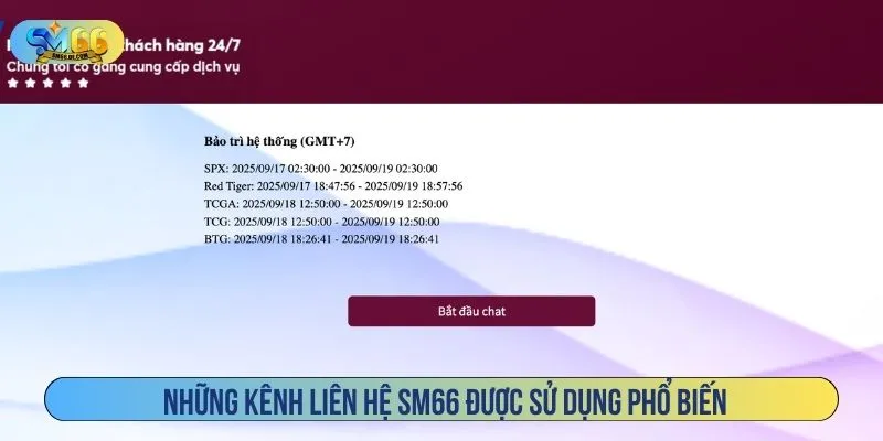 Những kênh liên hệ SM66 được sử dụng phổ biến